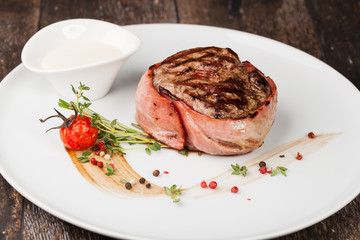 grilled fillet steak on an plate