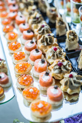 Assortment of canapes.