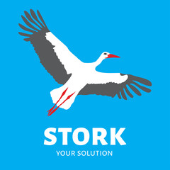 Vector logo the stork. Brand's logo in the form of a stork