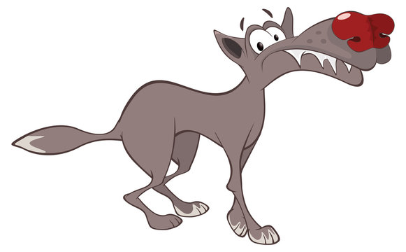 Illustration of a Wolf. Cartoon Character
