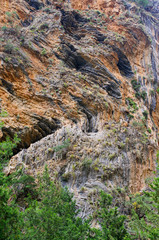 Geological in Samaria Gorge on Crete island, Greece