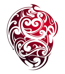 Maori style heart shape tattoo