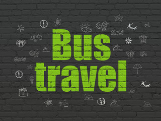 Vacation concept: Bus Travel on wall background