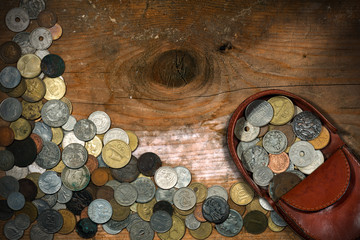 Leather Purse with Old Coins