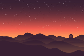 Fototapeta premium Abstract background sunset silhouette mountain scenery