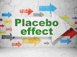Healthcare concept: arrow with Placebo Effect on grunge wall background