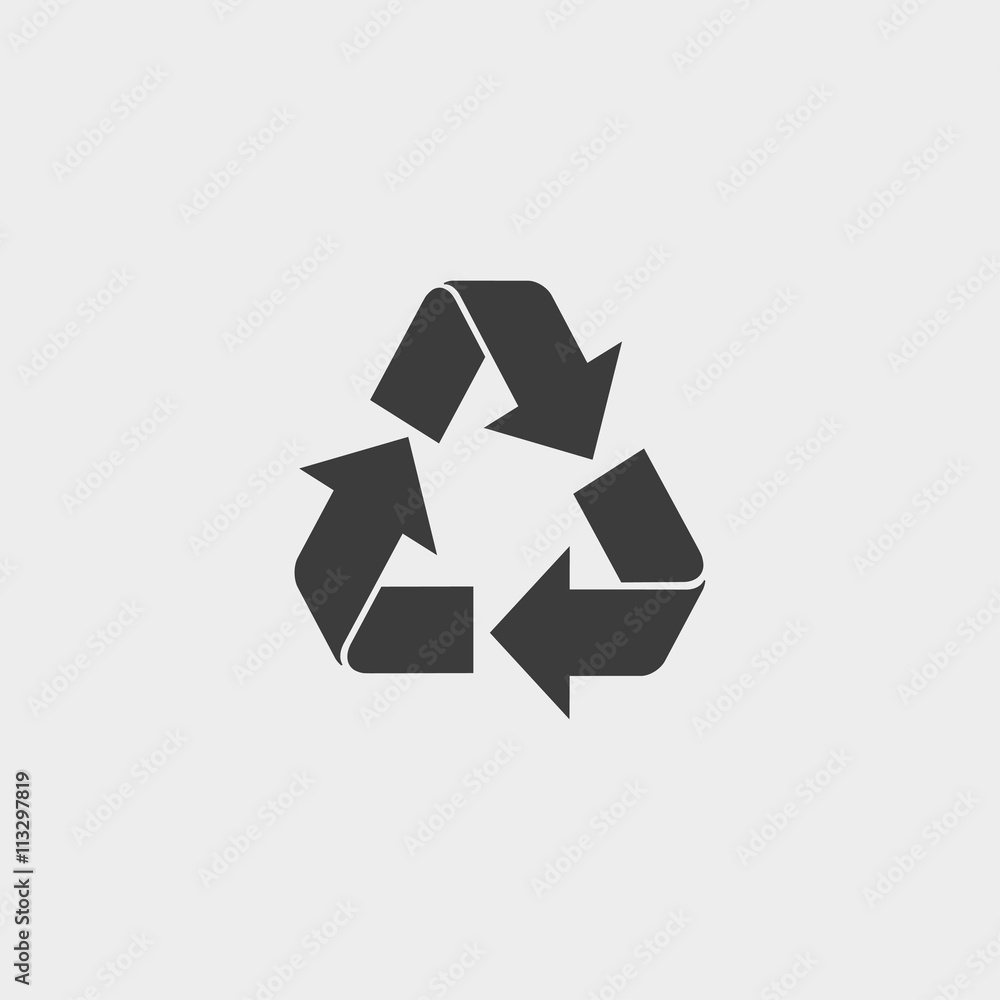 Poster recycle icon in a flat design in black color. vector illustration eps10