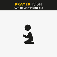 Vector pray Icon. Man on kneel. Prayer sign