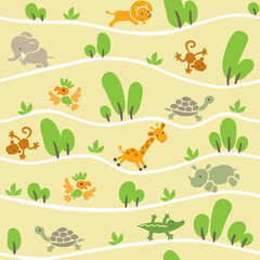 Obraz premium Seamless pattern with funny african animals