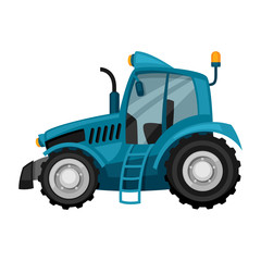 Tractor on white background. Abstract illustration of agricultural machinery