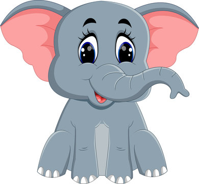 Cute elephant cartoon sitting