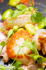 Piglet scallops and prawns.