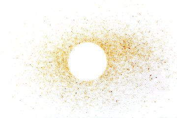 White circle Banner with sand on white