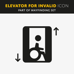Disability man pictogram flat icon lift isolated on white background