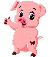 Obraz na płótnie Canvas Cute pig cartoon posing