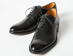 Black leather male shoes