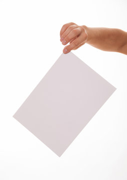 Unrecognizable man holding an empty sheet of paper
