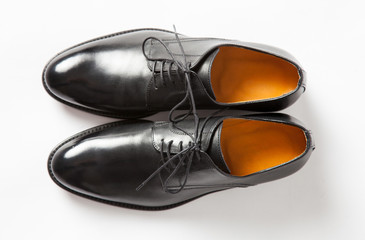 Black leather male shoes