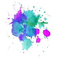 Abstract watercolor stain with splashes multicolor