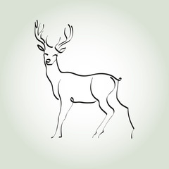 Deer in a minimal line style vector