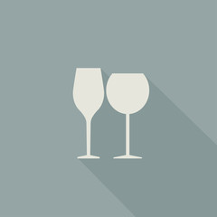 glass of white wine, glass of red wine. logo. emblem. vector illustration.