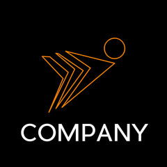 Vector sign abstract man in innovation, in linear style on black