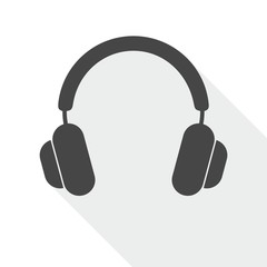 Headphones icon with long shadow