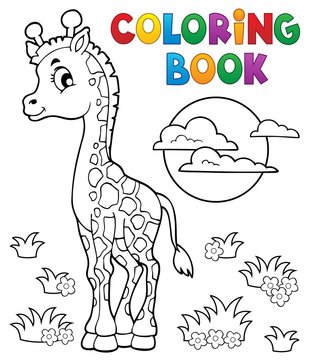 Coloring book young giraffe theme 2