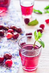 Cherry lemonade with mint.