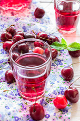 Cherry lemonade with mint.