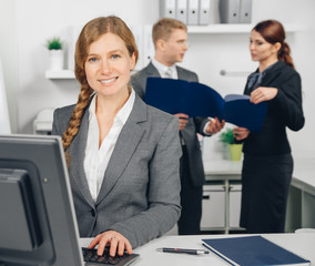 business woman working in office