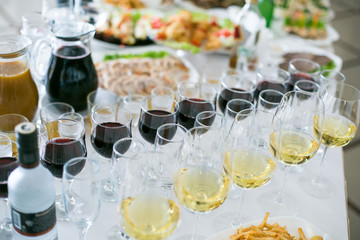 Wedding table setting in restaurant