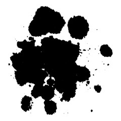 Abstract black ink spot silhouette background.