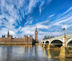 Fototapeta na wymiar Big Ben with bridge in London, England, UK
