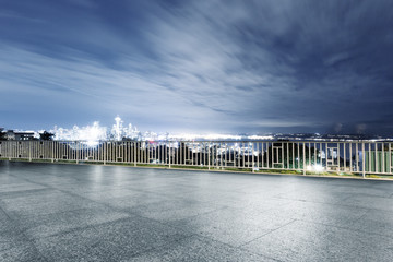 empty road with cityscape and skyline of seattle