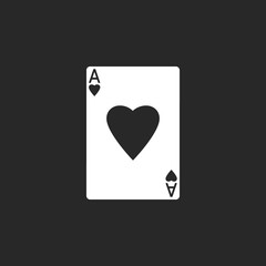 Ace heart poker card sign icon on background