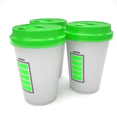 Three paper coffee cups. 3d rendering.