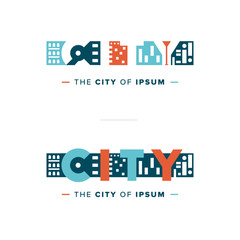 Vector abstract colorful city logo, building composition sign, icon, isolated