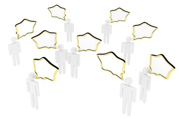 people with talk bubbles isolated over a white background. 3d rendering.