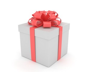 gift box with bows isolated on white. 3d rendering.