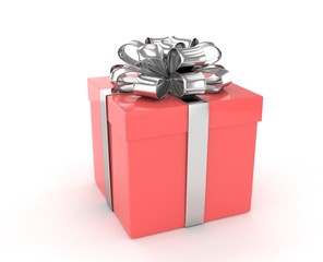 gift box with bows isolated on white. 3d rendering.