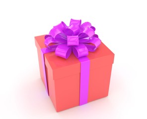 gift box with bows isolated on white. 3d rendering.