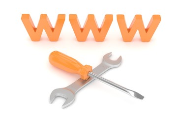 3D Illustration Wrench and screwdriver, service concept