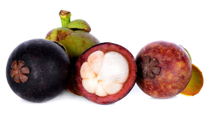 mangosteens on white background