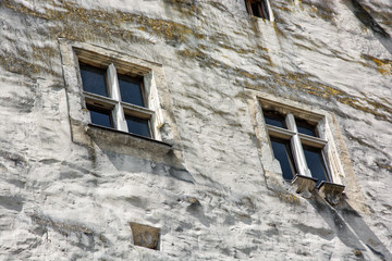Castle wall with windows, architectural theme