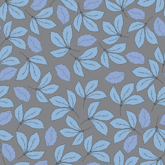 Seamless pattern with hand-drawn leaves. Sharkskin background