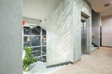 Elevator and stairs in a modern elegant building