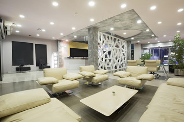 Modern luxury hotel lobby interior