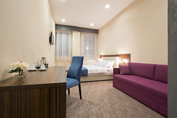 Elegant hotel bedroom interior