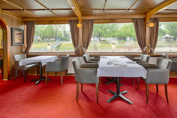 Interior of a cruise boat restaurant